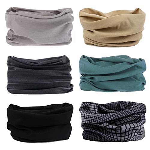 Elastica Pañuelo Cabeza Bandana Multifunción Bufanda,6 Piezas Bragas de Cabeza Pasamontañas Tubo Residencia UV para Hombres y Mujeres Yoga Correr Senderismo Ciclismo