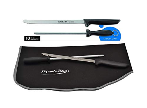 FERRETERIA LEPANTO Set JAMONERO (3pzas) Arcos Niza + Cubre Jamon Negro, Cuchillo JAMONERO + CHAIRA + Cubre Jamon Set de Corte para hogar y restaurantes LepantoHouse