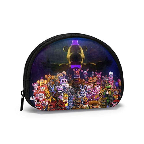 Five Nights at Freddy's - Cartera portátil para mujer, diseño de concha, bolsa de almacenamiento para joyas, llavero y auriculares multifuncionales