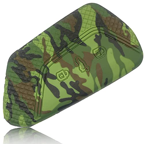 FoilsAndMore Funda Compatible con VW Golf 8 Llave de Coche con 3 Botones Skoda Seat - Silicona Cubierta Protectora Cover Caso Clave Camouflage Verde-Oscuro Marrón-Oscuro