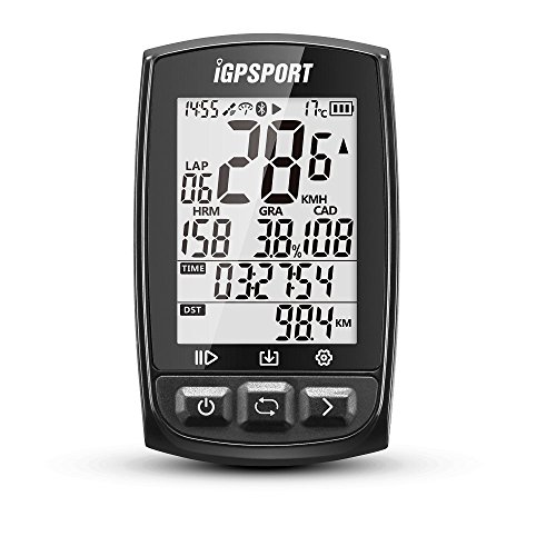 Función de ordenador de bicicleta con Ant + GPS iGPSPORT igs50e ciclo ordenador con pantalla grande apoyo ritmo cardíaco monitor sensor de velocidad y cadencia conexión – Negro