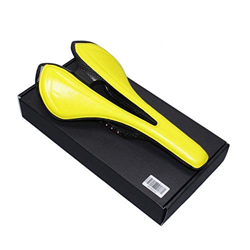 Funda sillín Sillín de Fibra de Carbono PU Road MTB Bicicleta de montaña Sillín de Bicicleta for Hombre TT Triatlón Sillín de Ciclismo Time Trail Comfort Races Asiento (Color : Yellow)