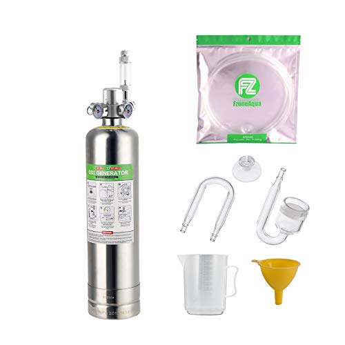 FZONE Sistema para producir CO2 para acuarios 2.5L Kit de Reactor de dióxido de Carbono con regulador y válvula de Aguja para Tanques plantados