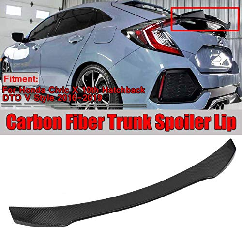 GLFDYC Auto Fibra de Carbon Alerón Trasero Spoiler, para Honda Civic X 10th Hatchback 2016-2019 Car Rear Trunk Techo Spoiler Lip, Universal Coche Maletero ala Cola Accesorios Nuevo Trim