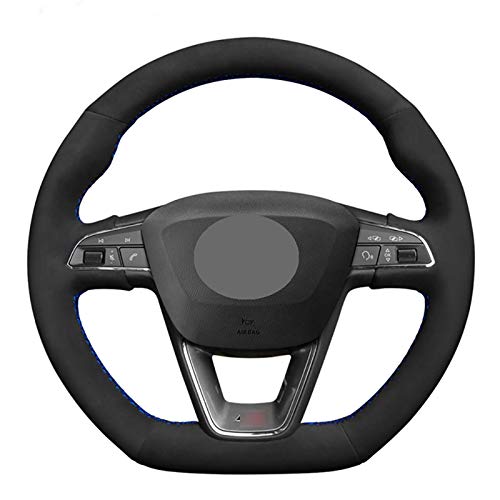 HEIZIJIA Cubierta de Volante de Carro a Mano de Bricolaje Negro, para el Seat Leon Cupra R Leon St Cupra Leon ST Cupra ATECA Cupra ATECA FR