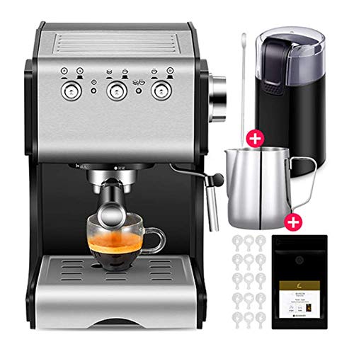 HRRF Koko Coffee Machine Casa Completa semiautomática Italiana Comercial Vaporización Espuma Grinder eléctrico + Café Bolsa de Regalo de Lujo