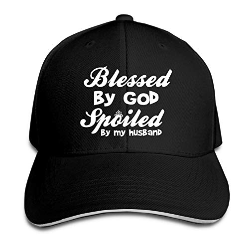 Jopath Blessed by God Spoiled by My Husband - Sombreros ajustables para papá, sombrero de camionero, unisex para exteriores, color negro