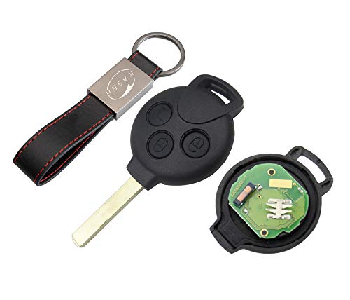 kaser Llave Mando Coche para Smart con Tarjeta Electrónica 3 Botones para FORTWO 451 Coupe' Roadster CROSSBLADE (433MHz ID46 Chip PCF7941) Transponder con Llavero KASER