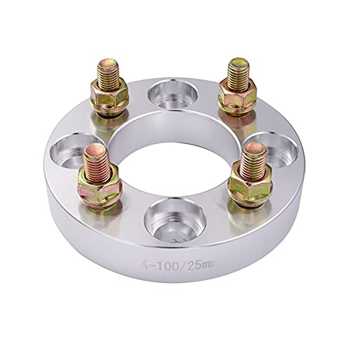 KCSAC 4pcs Set de 25 mm de Grosor PCD 4x100 Coche de Aluminio espaciadores de Rueda Hubcentric 4 Lugs CB 67mm M12x1.5 Separadores de Ruedas