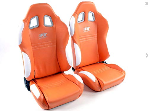 Ku Sportseat Set New York Cuero Artificial Naranja/Blanco Costura Blanca