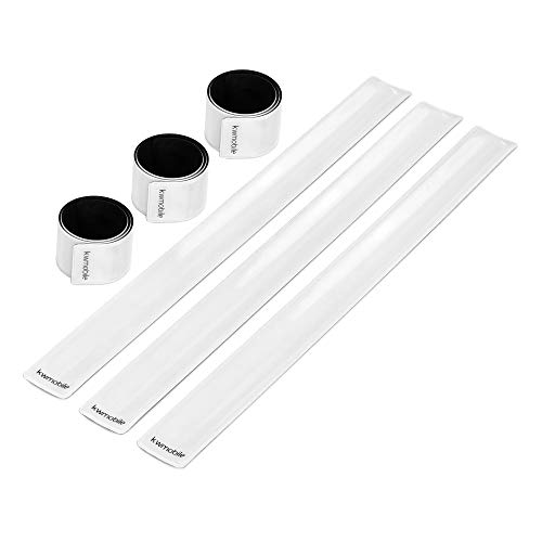 kwmobile Set de 6X Cinta Reflectante - Brazaletes Reflectantes enrollables - Tiras Fluorescentes de Alta Visibilidad para Hacer Deporte - Blanco neón