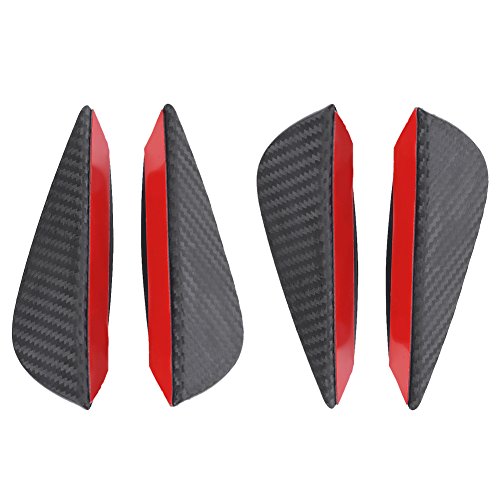 Labio del parachoques delantero, 4 piezas ABS universal de fibra de carbono del coche Parachoques delantero Aletas Lip Spoiler Canards Kit de acabado