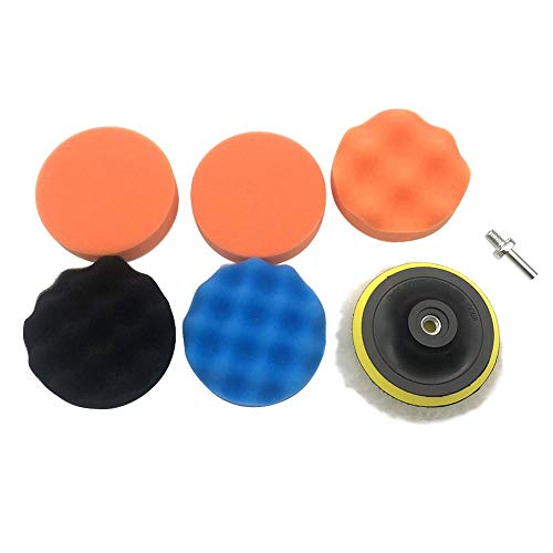 Leiy-Pads 7pcs 4 Pulgadas Auto del Coche Kit for pulir, pulir Pastillas de Rosca for el Coche + sembradora Pulidora Herramientas Eléctricas Adaptador M14, Suave y Duradero