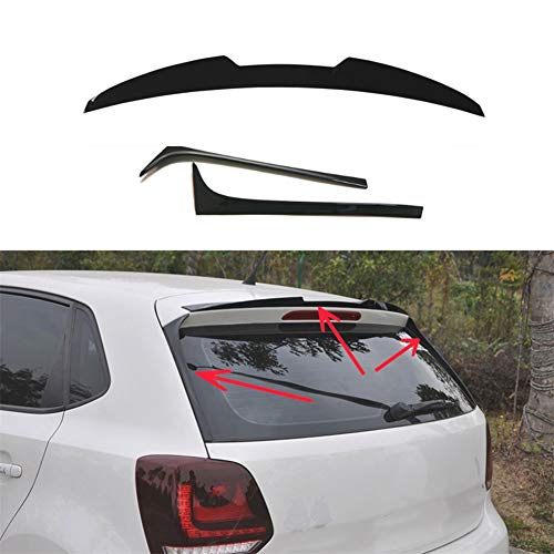 LIBAITIAN Alerón Trasero Spoiler Tuning para Volksw-Agen V-W Polo Estándar 2011-2018 No para GTI R Alerón De Techo Trasero Embellecedor De Parabrisas Alas,3pcs