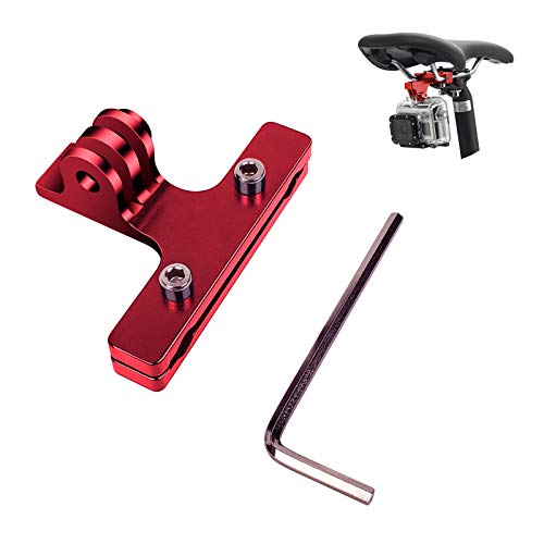 LiDCH Camera Bike Saddle Mount,Bicycle Seat Rail Mounts Clip for GoPro Hero 9 8 7 6 5 4 3+, Campark, AKASO, dji OSMO XiaoYi and Most Action Cameras,Red