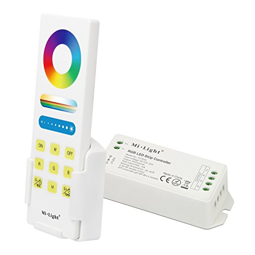 LIGHTEU, Sistema de control LED inteligente RGB para tira de luz RGB, DC 12V 24V máx. 15A controlador con función de sincronización inalámbrica 2.4G mando a distancia, original Milight, fut043A