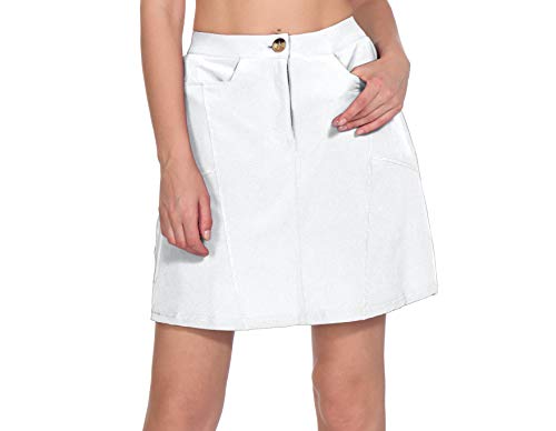 Little Donkey Andy Skort - Pantalones cortos de golf para mujer, con protección UPF 50+, para tenis, tiempo libre, senderismo, pantalones interiores ligeros, Mujer, Blanco, extra-large