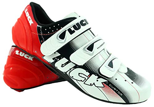 LUCK Zapatillas de Ciclismo EVO, para Carretera, con Suela de Carbono,Muy rigida y Ligera y Triple Tira de Velcro.(38 EU)