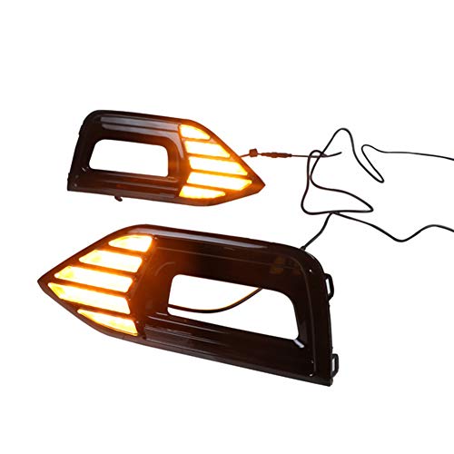 LUKUCEA 1 par de Parachoques Delantero Faros Antiniebla Rejillas para Volkswagen Passat 2018-2019 luz de Niebla LED Parachoques Delantero DRL + Amarillo Streamer Luces de señalización