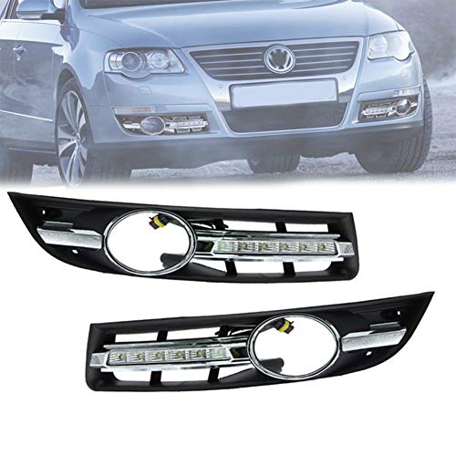 LUKUCEA 1 par de Parrillas Delanteras Parachoques antiniebla Negro Brillante para 2007-2011 pour Volkswagen Magotan Passat B6 CC