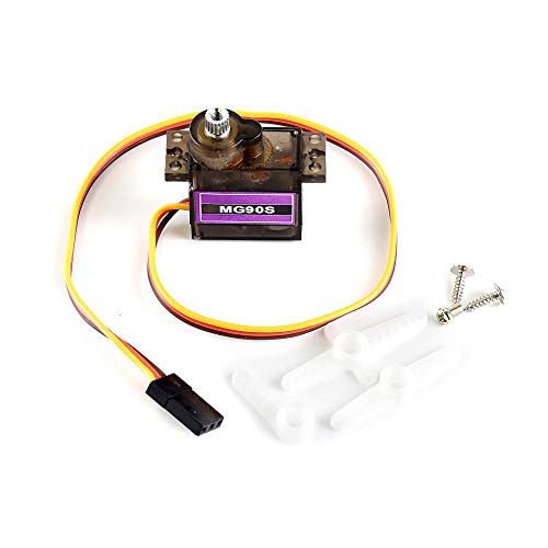 MG90S Micro Servo Motor, Metal-Geared Servo Motor, Used to Add Power to Robot, Can Rotate Approximately 180 Degrees, Torque of 2.0kg/cm(4.8V), 2.8kg/cm(6V), Speed of 0.11s/(4.8V), 0.09s/(6V).