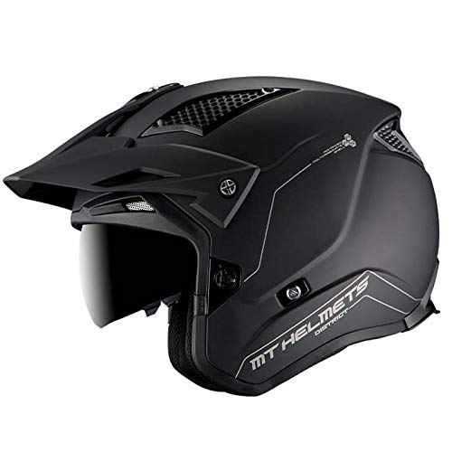 MT Helmets - Casco Jet Moto MT District SV (M, Negro Mate)