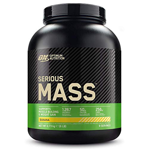 Optimum Nutrition Serious Mass Proteina en Polvo, Mass Gainer Alto en Proteína, con Vitaminas, Creatina y Glutamina, Plátano, 8 Porciones, 2,73kg, Embalaje Puede Variar