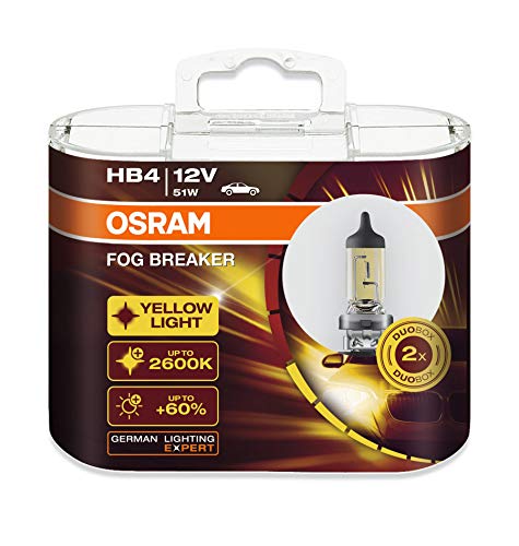 OSRAM 2x HB4 9006 12V P22d FOG BREAKER 51W 9006FBR OFF-ROAD YELLOW LIGHT 2600K