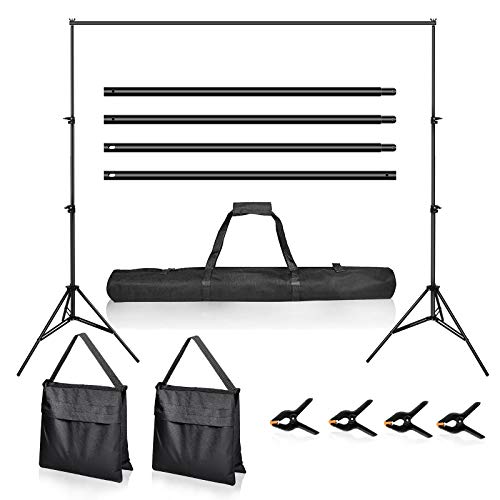 Powerextra Kit de Soporte para Fondos Fotográficos, 2m x 3m Soporte de Estudio con 3 Pantallas de Fondo de Trípode Estable y 4 Abrazaderas y Bolsa de Transporte paraGrabación de Video