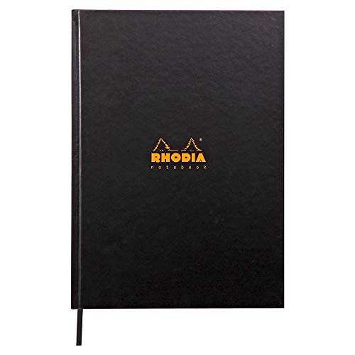 Rhodia Rhodiactive - Cuaderno de trabajo con tapa semirrígida y marcapáginas (A4, 192 páginas, cuadriculado, 5 x 5), color negro