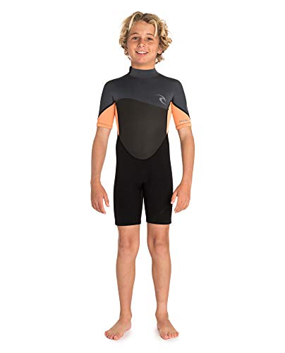 RIP CURL WSP7FB Omega SS Spring Kids,1.5mm Springsuit Shortsleeve, Backzip, Wetsuit,Orange,8Y/132cm