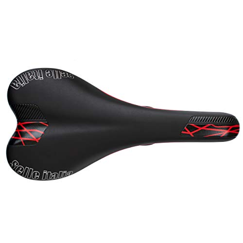 Sella italia X1 Team Edition Sillín para Bicicleta, Unisex, Negro/Rojo, Talla única