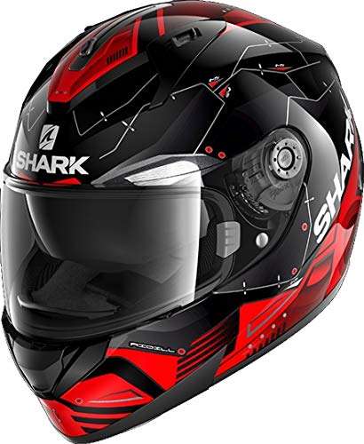 Shark Casco de moto RIDILL 1.2 MECCA KRS, Negro/Rojo, XL