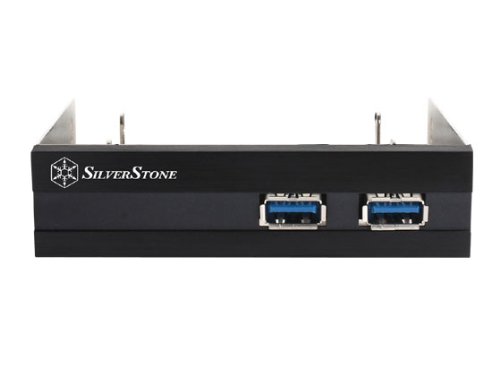 Silverstone FP36B Panel Frontal de Aluminio, 2 Puertos USB 3.0 con 3.5 Pulgadas a 2 x 2.5 Pulgadas, Dispositivo convertidor de bahía (Negro)