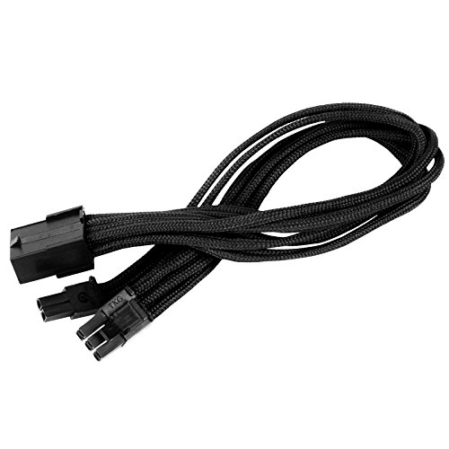 Silverstone SST-PP07-PCIB - Cable Extensor enfundado 25cm 8pines a PCI-E 6+2 Pines, Negro