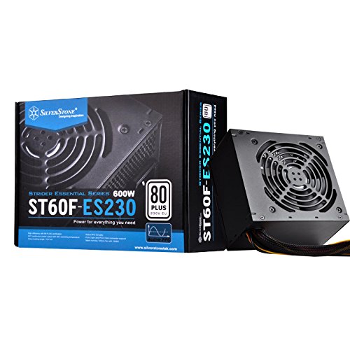 SilverStone SST-ST60F-ES230 - Serie Strider Essential, 600W 80 Plus 230V EU ATX PC Fuente de alimentación, 120mm