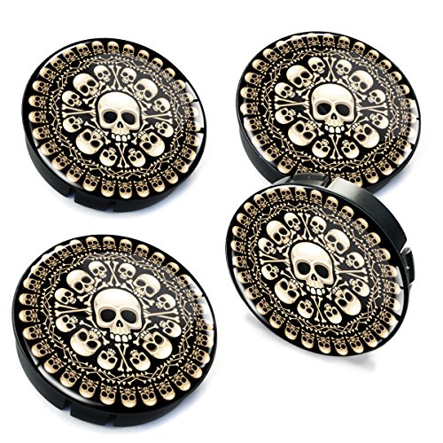 SkinoEu® 4 x 60mm Universal Tapas de Rueda de Centro Craneo Skull Punisher Tapacubos para Llantas Coche C 71