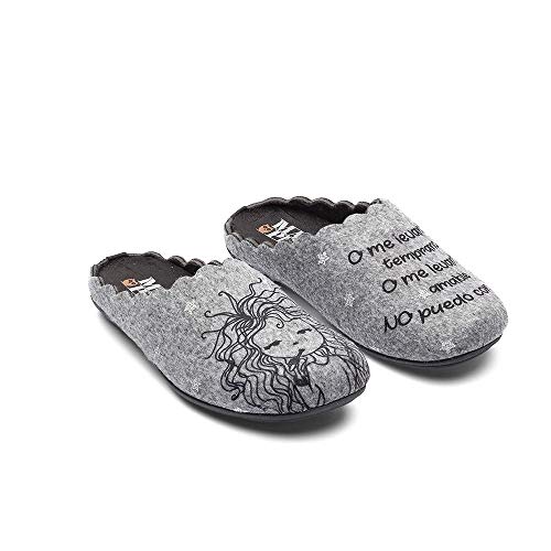 Slippers Wake Up Gris Zapatillas de Estar por casa Mujer Invierno Otoño - 40 EU