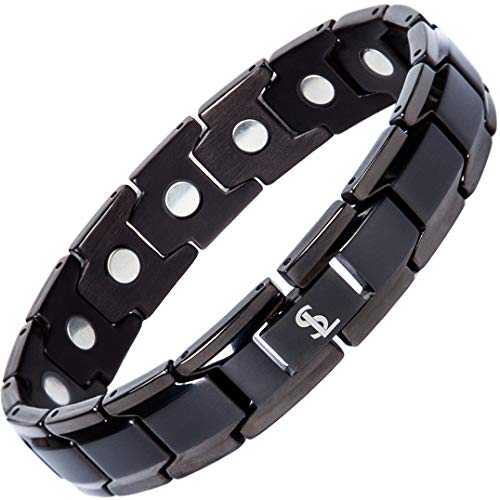 Smarter LifeStyle - Pulsera Elegante de Titanio Para Terapia Magnética y Que Alivia El Dolor de Artritis y Del Túnel Carpiano Color Negro