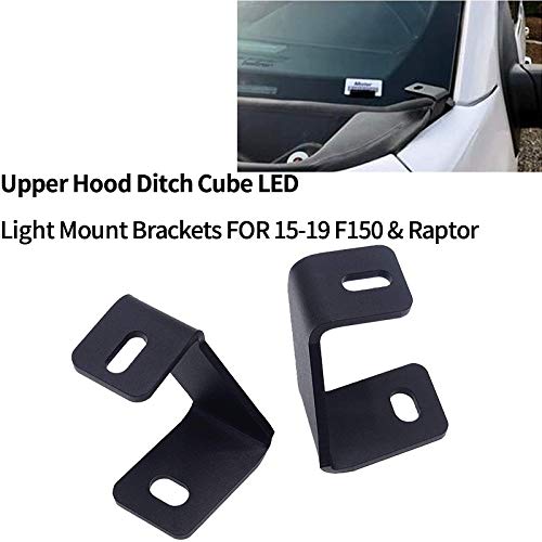 Soporte de Faro Capucha Superior Frente A Frente A-Pilar Hoder Bisagras Work/Square Light Mount Brackets FOR para Ford F150 FIT para ROPTOR 2015-2019 (Color : Black)