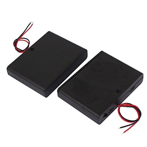 sourcing map 9V 6 x AA Battery Holder On/Off Switch Enclosed Cap Storage Case Wire Lead 2 Pcs