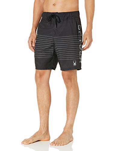 Spyder Men's 9" Classic Hybrid Board Short, Black Stripe, Small