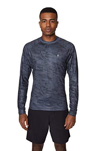 Spyder Men's Digital Camo Long Sleeve Rashguard, Dark Blue, Small