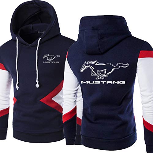 Sudadera con Capucha De Primavera Sudadera Sudadera - Ford Mustang Imprimir Unisex Capucha con Capucha Jersey Casual Sportswear Stitching Manga Larga Abrigo - Adolescentes Regalo E -Medium