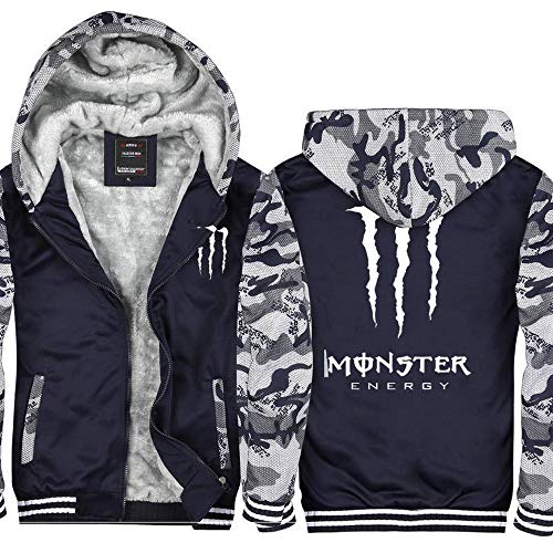 Sudadera con Capucha para Hombre Suéter con Capucha para Monster Energy Imprimir Casual Zip Jersey Pullover Stitching Manga Larga Sudadera Sudadera Abrigo - Regalo D-Large