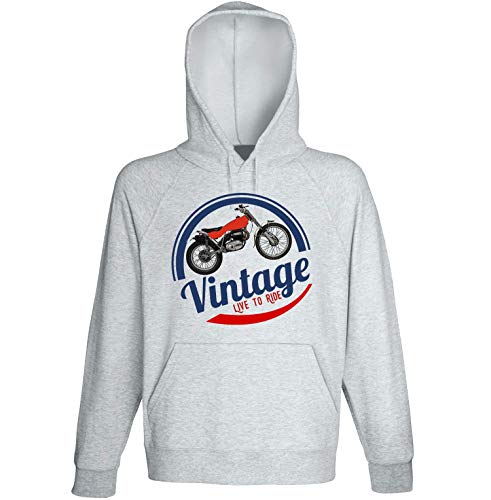 Teesandengines Bultaco Sherpa t 250 Vinatge Live to Ride Sudadera con Capucha Size Medium