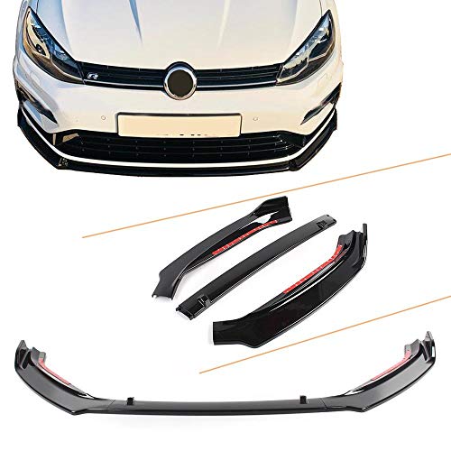 Three T Frente coche spoiler del parachoques delantero spoiler del parachoques delantero Splitter MENTONERA reborde del difusor Splitter Spoiler Para Golf 7.5 2014 2015 2016 2017 Negro luz