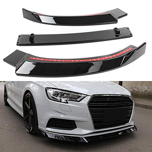 Three T Frente coche spoiler del parachoques delantero spoiler del parachoques delantero Splitter MENTONERA reborde del difusor Splitter Spoiler Para A3 2017 2018 2019 Negro luz