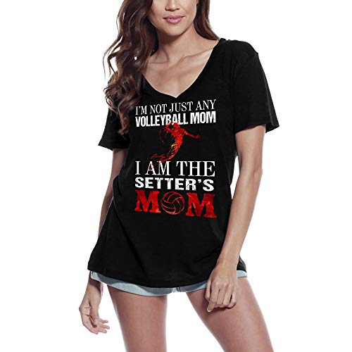 Ultrabasic Camiseta para mujer con texto en inglés "I'm Not Just Any Volleyball Mom I'm the Setter's Mom" - negro - Medium