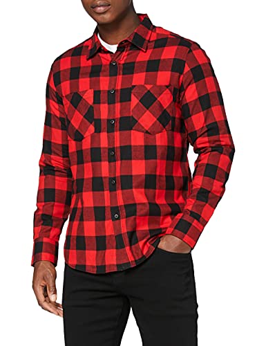 Urban Classics Checked Flanell Shirt - Camisa, negro / rojo, XL